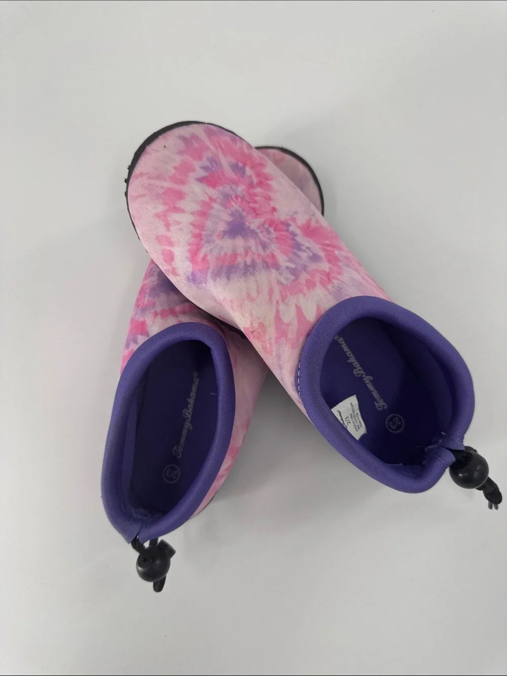 TOMMY BAHAMA Girls Pink & Purple Tie-Dye Slip-On Water Shoes Size 2/3 EUC